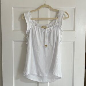 NWT Michael Kors White Ruffled Women's Top Size Large